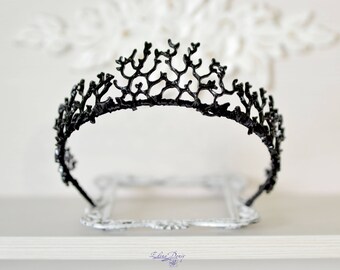 Gothic Crown Black Queen Black Tiara coral twigs headband Black metal branches Crown Gothic Fantasy crown Halloween headband