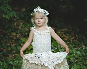 Ivory Lace Flower Girl Dress Vintage Lace Flower Girl