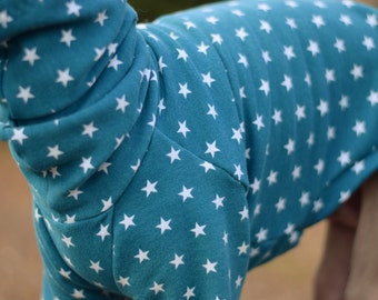 Organic Cotton Knit Starry Teal Jumper for Italian Greyhounds (limited Edition)