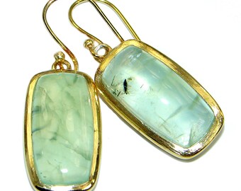 Moss Prehnite Sterling Silver Earrings - weight 10.80g - dim L- 1 1 2, W - 1 2, T- 3 16 inch - code 28-gru-17-44