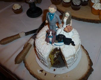 Custom Wedding Cake Topper with two dogs