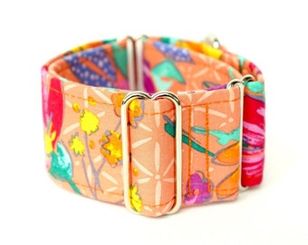 Martingale collar, Greyhound Collar, Galgo Collar, Saluki Collar, Sighthound Collar, Floral Collar, Orange Martingale, Cotton Dog Collar