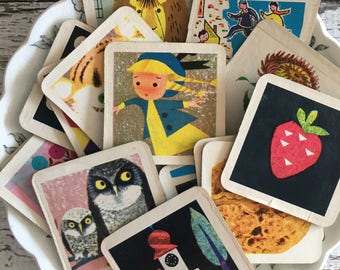 Vintage Memory Game ~ Game Pieces~ Junk Journal~Altered Art~10 Pieces