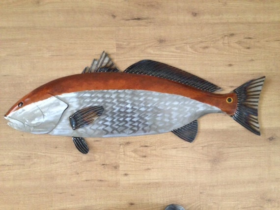 RedFish Metal Sculpture 36in Beach Coastal Art Tropical