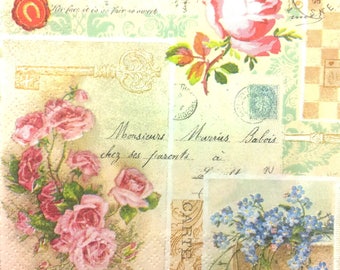 Napkin romantic - flowers - patchwork