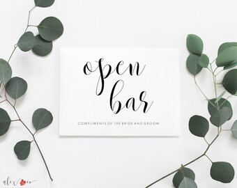 Open Bar Printable Sign. Open Bar Wedding Sign. Open Bar Sign. Wedding Bar Sign. Wedding Reception Signs. Wedding Reception Printables.