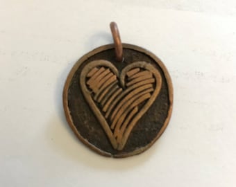 Copper Pendant, Heart Drawing # 82