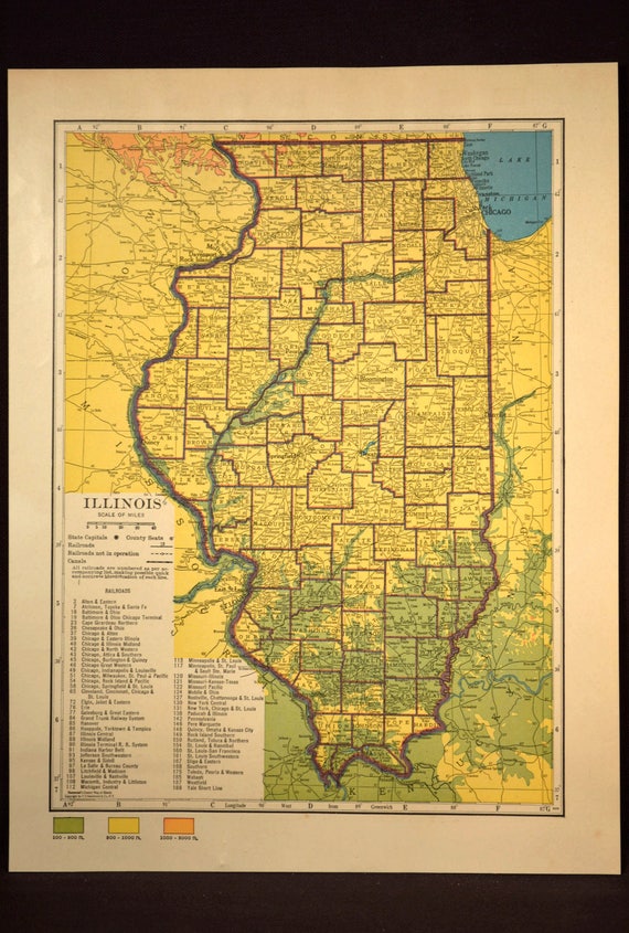 Illinois Map Illinois Topographic Map Colorful Colored Topo Illinois Map Illinois Topographic Map Colorful Colored Topo