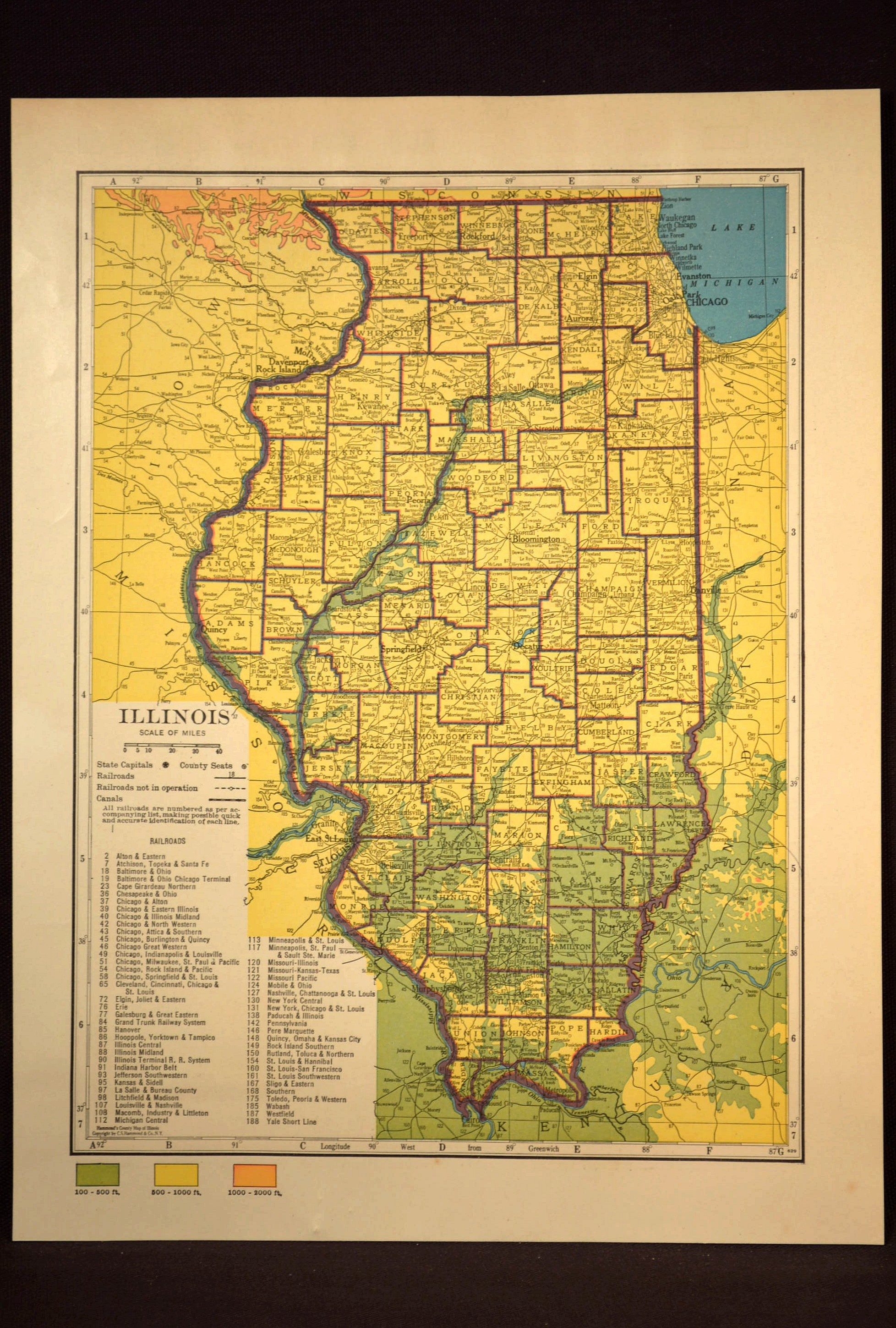 Illinois Map Illinois Topographic Map Colorful Colored Topo