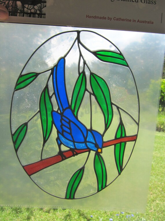blue wren panel Suncatcher window sticker/decal stained glass
