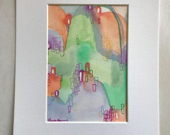 5x7 watercolor painting matted to an 8 x 10
