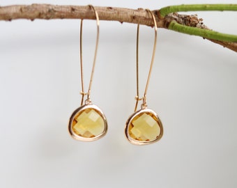 Yellow Citrine Quartz Earrings - Gold Dangle Earrings - Drop Earrings - Birthstone Earrings - Citrine Earrings - Citrine Jewellery