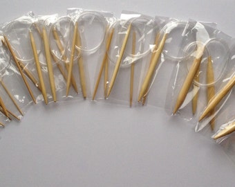 15.7" (40cm) Bamboo circular knitting needles sizes us 0 1 2 2.5 3 5 6 7 8 9 10 10.5 10.75 10.85 11 13 15 2.0 2.25 4.0 2 2.5 3.0 4.0 5.5 mm