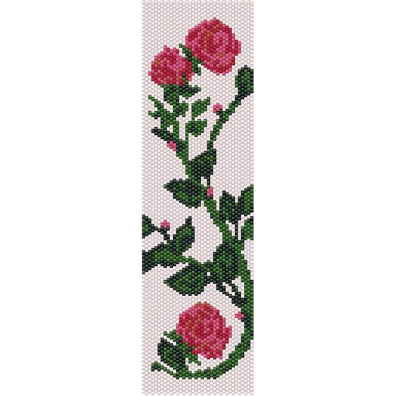 climbing rose peyote bead pattern bracelet pattern bookmark