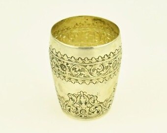 800 silver vintage flower motif cup