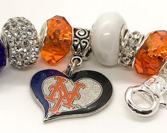 New York Mets jewelry bracelets Baseball New York Mets handmade jewelry bracelets. The Ultimate METS inspired Silver adjustable bracelets