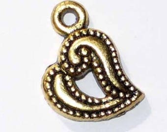 1 Golden MB24 14 mm heart charm