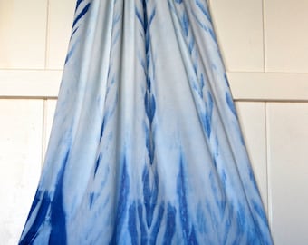 Large Scarf - Wrap - Hand Dyed - Shibori - Indigo Color - Organic Cotton Soy Spandex Jersey