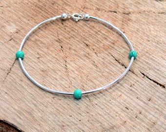 Turquoise Silver Stacker Bracelet