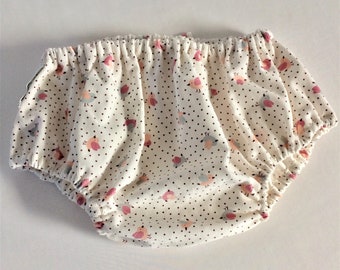 SHIP TODAY! Shorts panties-bloomers milleraies-blanc-oiseaux-bebe-confortable-handmade-fabrique velvet in france-gift-fashion