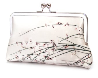 Clutch bag, flower blossom silk purse, floral, wedding purse, bridesmaid gift