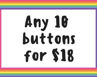 Button deal - Ten 1.25 inch buttons - Feminist button deal