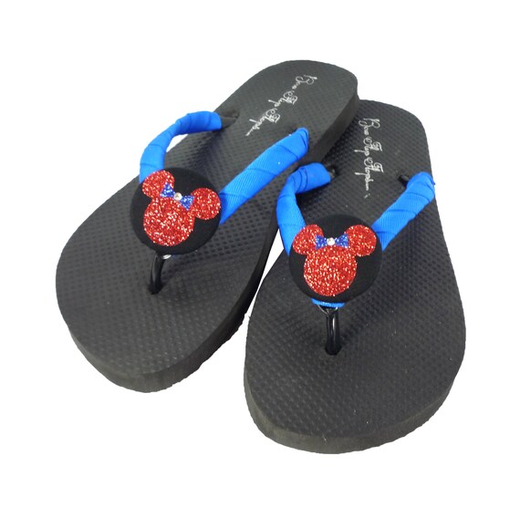 Your Custom Color Disney Flip Flops Glitter Electric Blue And