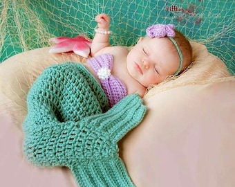 Crocheted Mermaid Tail Newborn Mermaid Outfit Baby Photo Prop Baby Mermaid Photo Prop