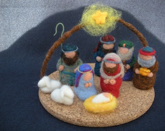 Christmas Nativity Scene needle-felted with wool