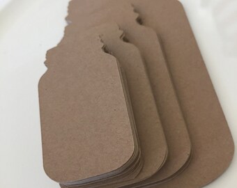 Mason Jar Die Cut Shapes Kraft 65lb Cardstock 2"-2.5"-3"-4" Kraft Jar Shapes Die Cut Shapes Mason Jar Tags Kraft Tags Mason Jar Cut Outs