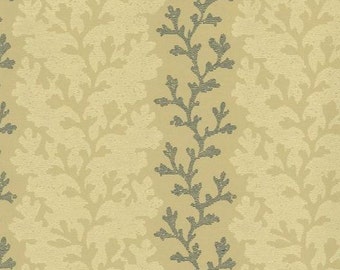 Charcoal Black and Cream Vine or Coral Trail on Tan - Nature, Natural, Botanical - Wallpaper By The Yard - GE9492