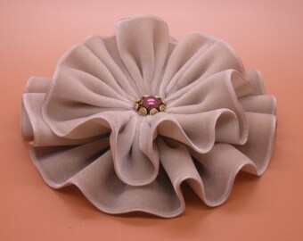 Tan Velvet Ribbon Cocarde Millinery Applique