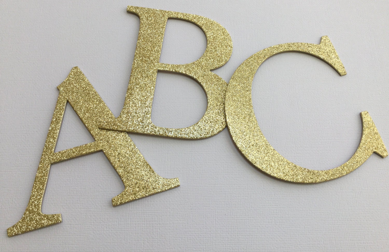 4 large gold glitter chipboard alphabet letters