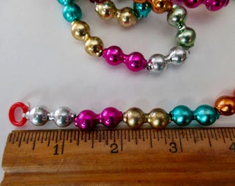 vintage multi colored mercury style BEAD garland - plastic, 92", 7.5ft