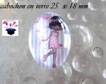1 cabochon glass 25mm x 18mm love theme