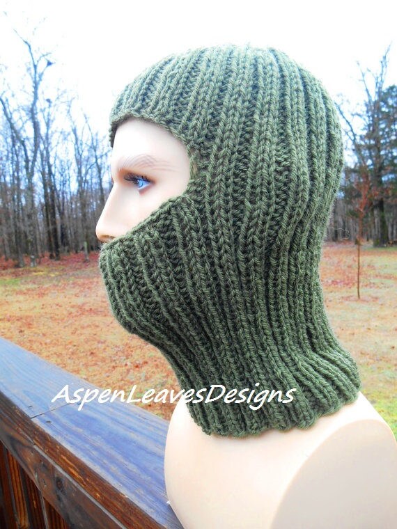 Dark green balaclava. Ski mask for adults. Ready to ship. Full