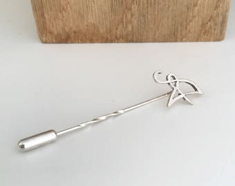 Sterling silver personalised tie pin lapel pin tie slide grooms gift
