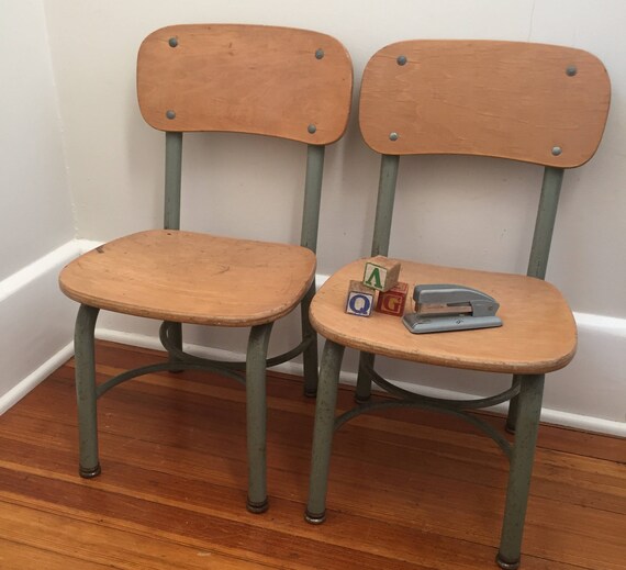 vintage wood school chair metal small kindergarten size 11 75