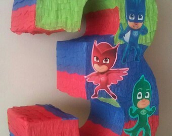 Number pinata inspired by PJ Masks