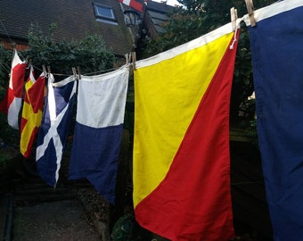 Vintage signalling flags. Set of seven.