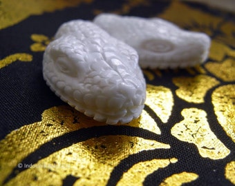 Snake Head Beads in Carved Bone Earring Pair Undrilled