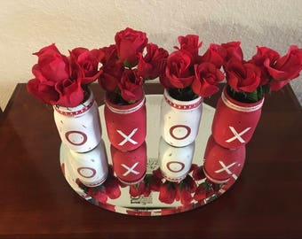 XOXO Distressed Pint Sized Mason Jars- Set of 4