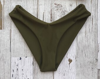 Moderate coverage olive bikini bottoms