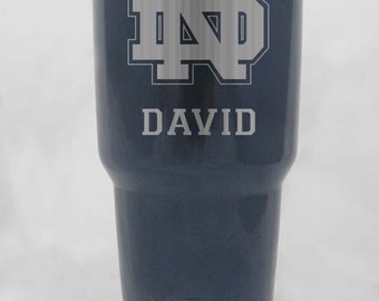 Notre Dame Fighting Irish 20 30 oz unbranded HOGG or yeti custom engraved personalized blue stainless