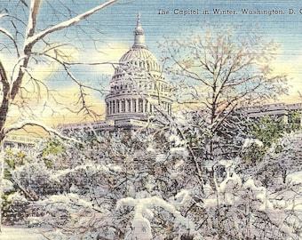 Washington DC, US Capitol, Winter, Snowy - Vintage Postcard - Postcard - Unused (RR)