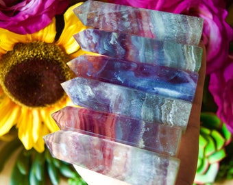 Rainbow fluorite wand point, Self-Standing Wand Point, Reiki Healing, Mineral Specimens, Rocks and Geode, Reiki Chakra, Crystal Quartz