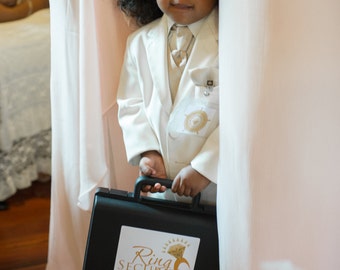 Gold Ring Security Briefcase with Sunglasses -- Ring Bearer Gift, Pillow Alternative, Ring Bearer Box