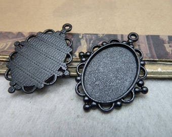 10pcs Black Cameo Cab Bezel Setting Frame Filigree Edge fit 18x25mm Cabochon Setting, Pendant Setting, Bezel Setting, Base Setting