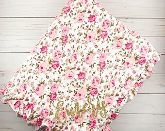 Personalized Baby Blanket Baby Minky Blanket Newborn Baby Blanket Baby Shower Gift Stroller Blanket Infant Blanket Pink Baby Girl Blanket