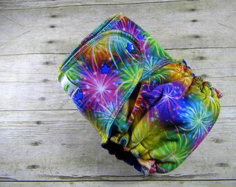 Fireworks! One Size Hybrid Fitted Diaper {Serged}